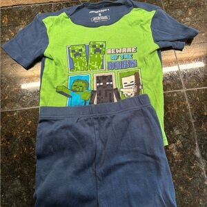 Minecraft Kids Pajama Set - Green and Blue size 8